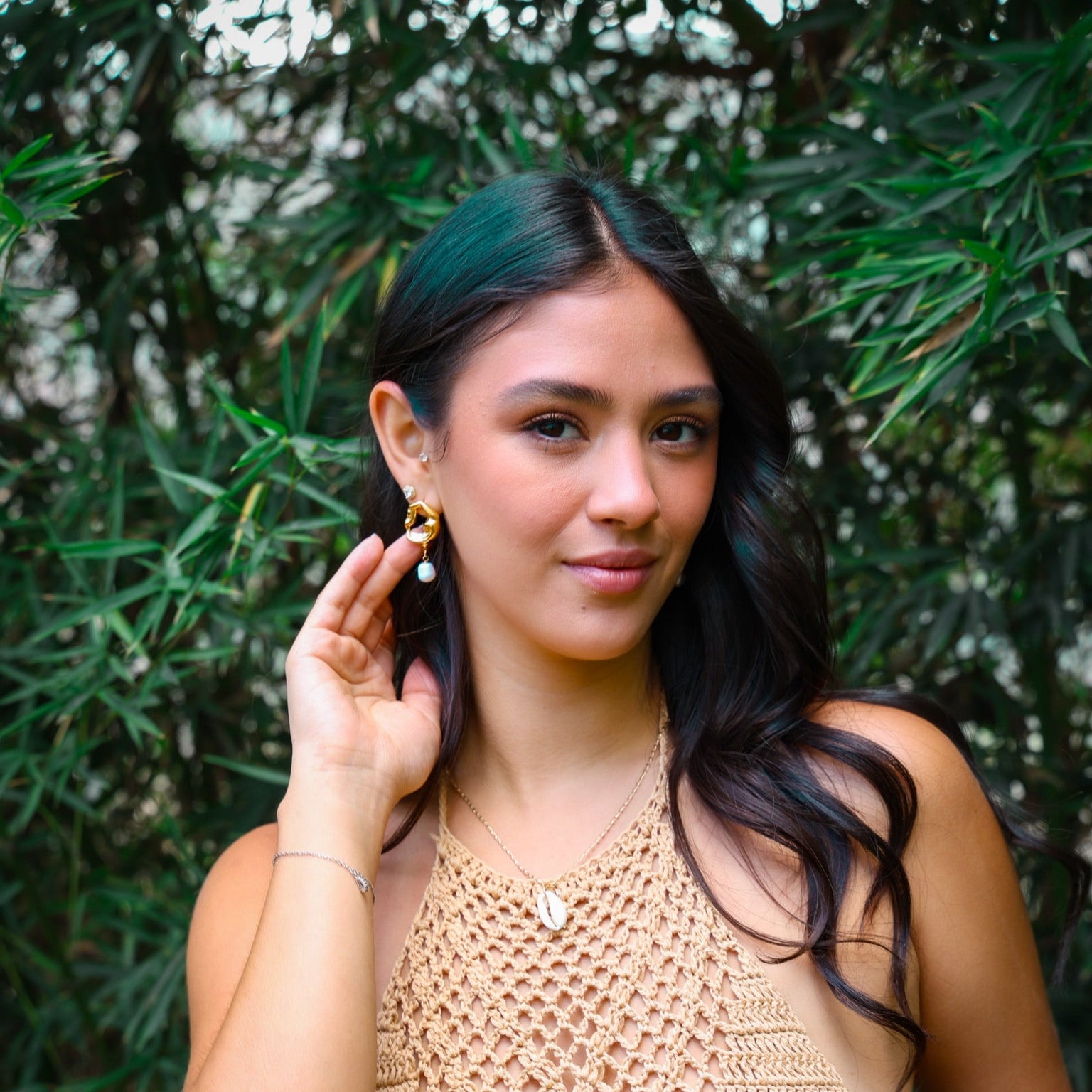 Aretes con diseño de perla colgante - Dressygt