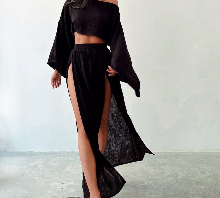 Conjunto de top y falda  con abertura - Dressygt