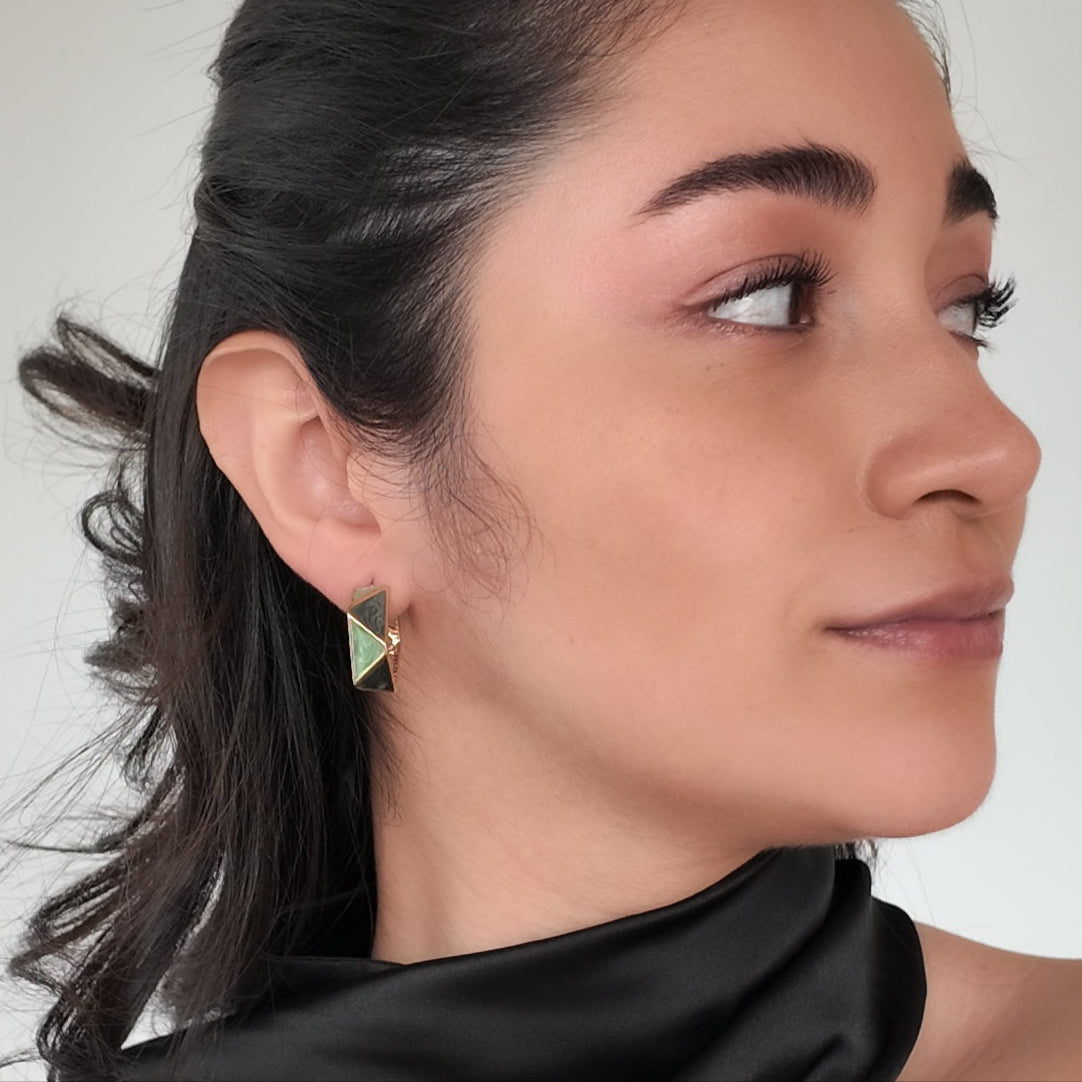 Argollas dorado con verde - Dressygt