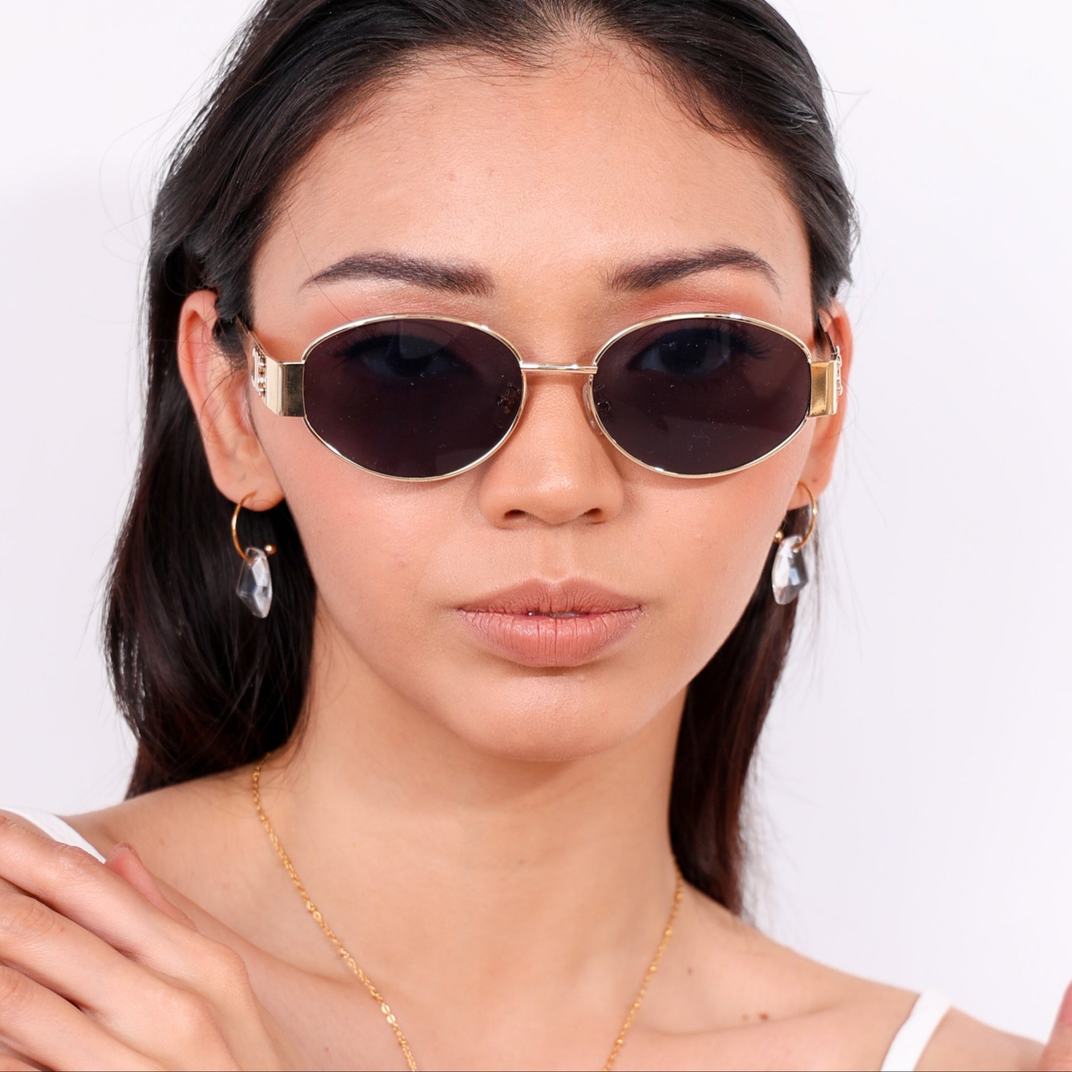 Aretes colgantes con diseño de cristal - Dressygt