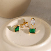 Aretes dorado de doble piedra - Dressygt