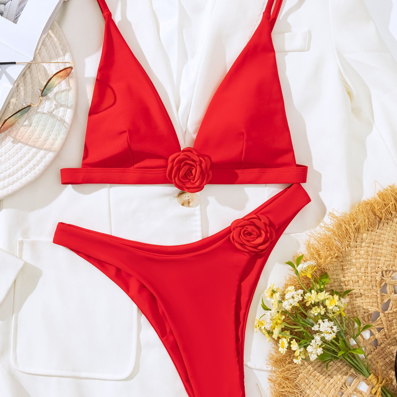 Traje de baño rojo de dos piezas - Dressygt