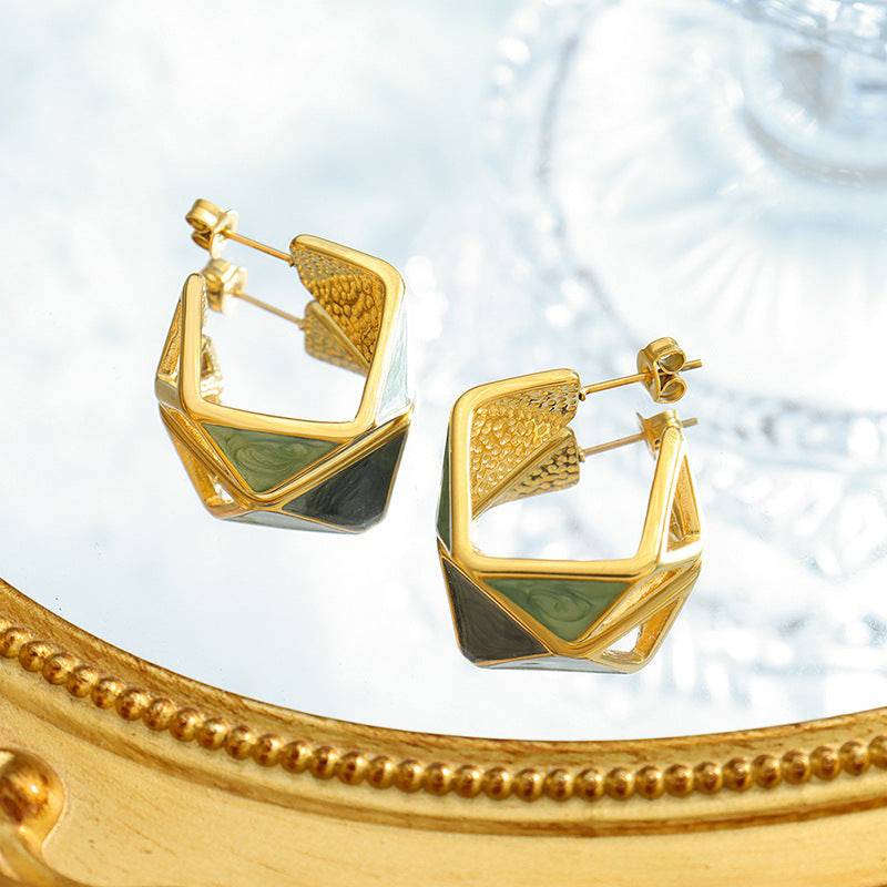 Argollas dorado con verde - Dressygt