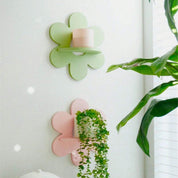 Estante de pared ondulado con diseño de flor