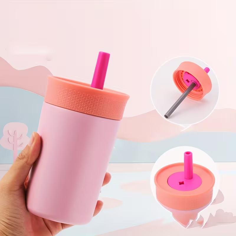 Mini tumbler de acero inoxidable con pajilla