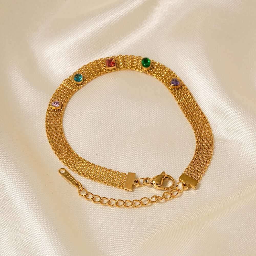 Pulsera dorado con piedras de colores - Dressygt