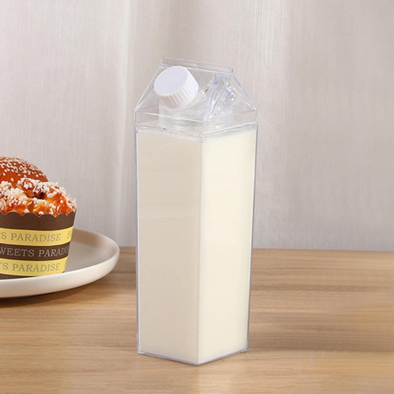 Botella transparente trendy tipo Caja de leche