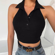 Top corto con escote Henley - Dressygt