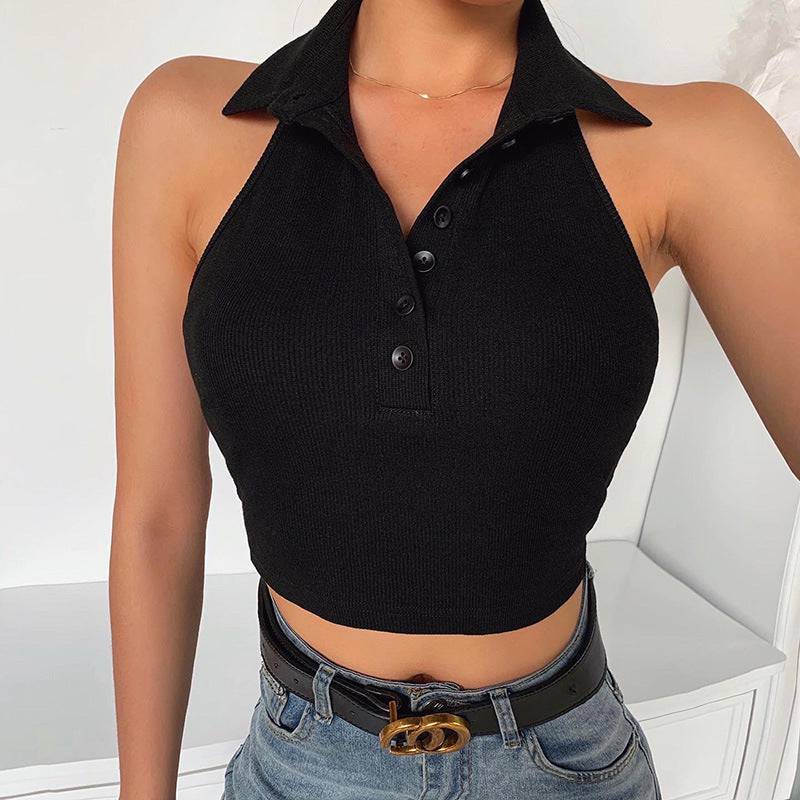 Top corto con escote Henley - Dressygt