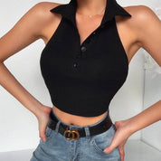 Top corto con escote Henley - Dressygt