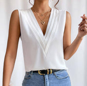 Blusa sin mangas con cuello en V - Dressygt