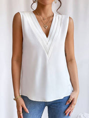 Blusa sin mangas con cuello en V - Dressygt