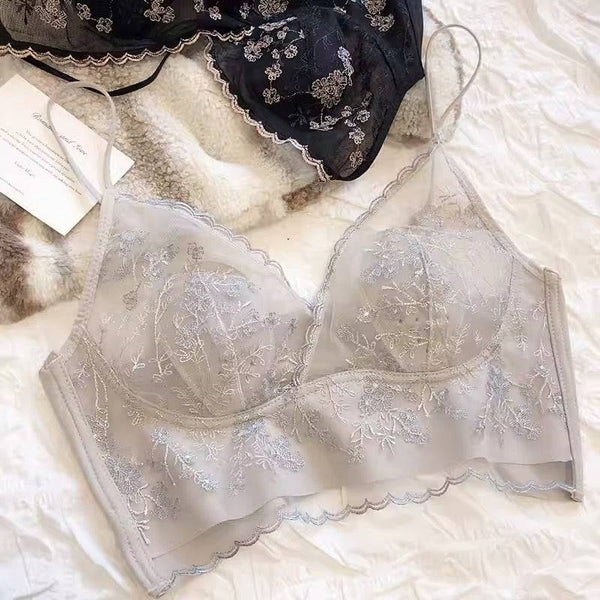 Bralette de tela ligera con encaje
