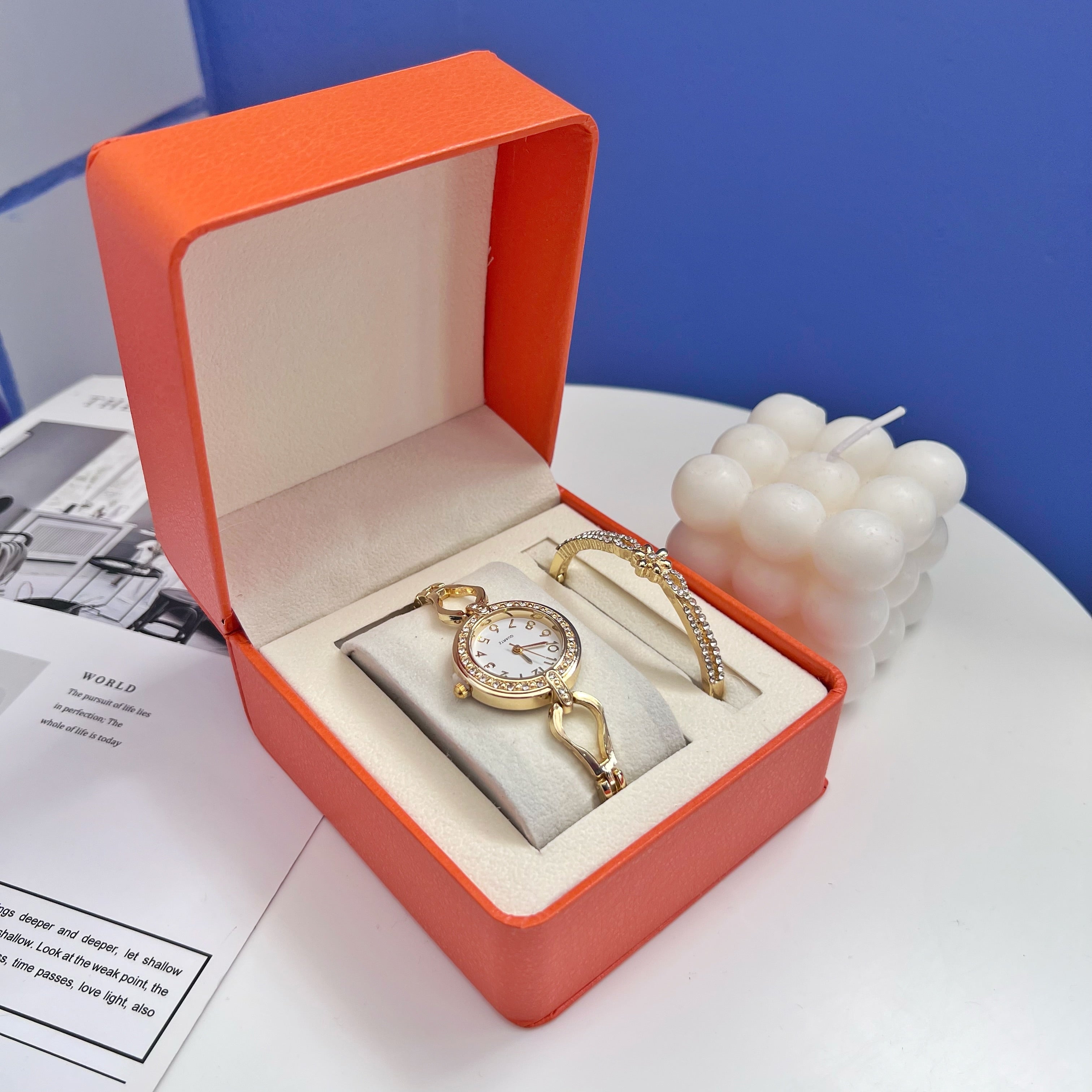 Set de reloj femenino con pulsera
