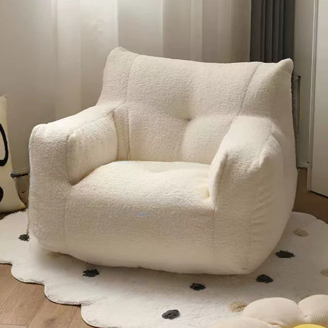 Sillón puff de felpa acolchado