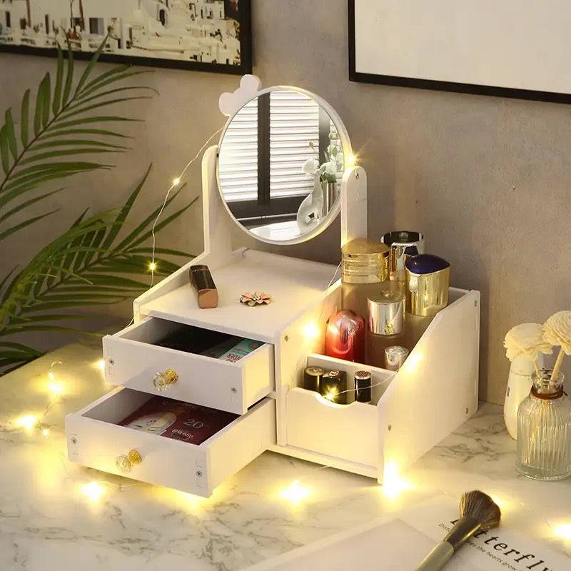 Joyero organizador con gavetas y espejo