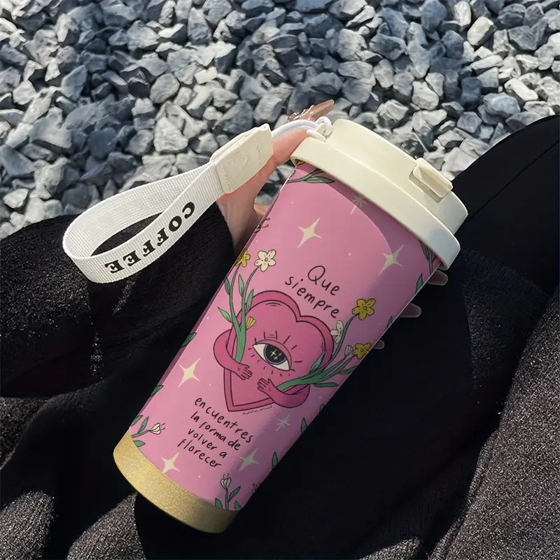 Vaso termico de acero inoxidable con frase motivacional
