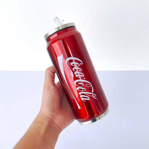 Termo con diseño de lata de "Coca-Cola"