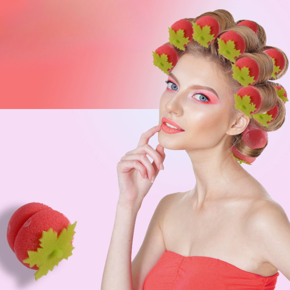 Juego de rizadores sin calor en forma de fresa