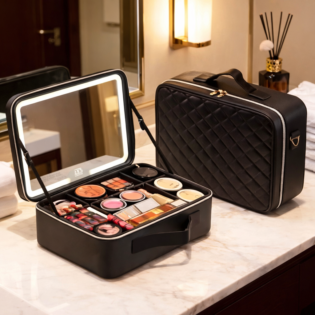 Cosmetiquera con espejo LED para maquillaje - Dressygt
