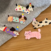 Set de 2 ganchos para cabello con diseño de mascotas