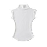 Blusa manga corta  de cuello alto
