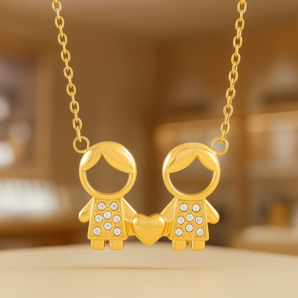 Collar con dije de niños dorado - Dressygt