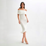 Vestido midi de hombros caídos