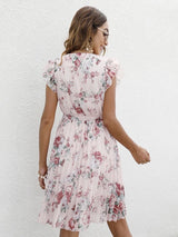 Vestido plisado con estampado floral