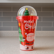 Vaso navideño con tapa de globo de nieve
