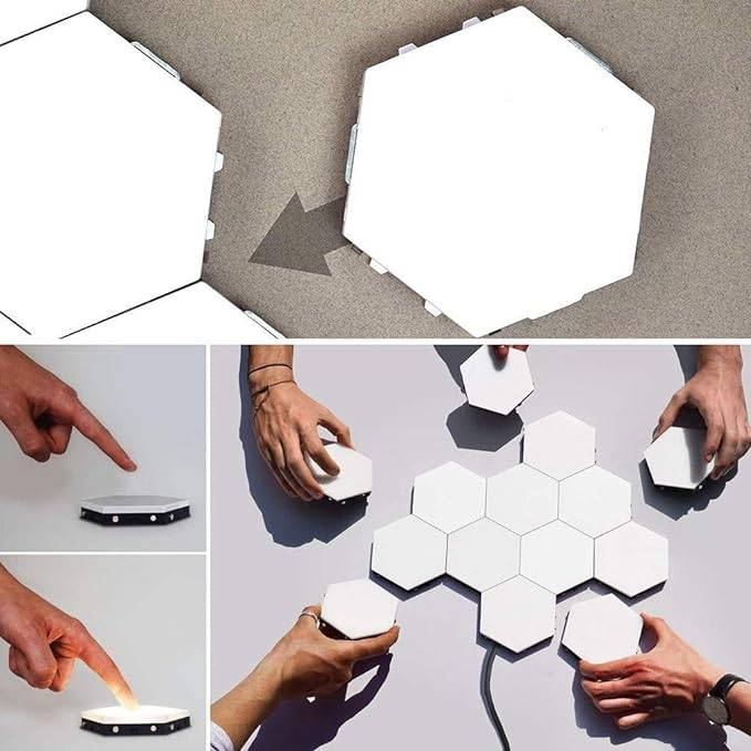 Lampara de 4 hexagonales de pared