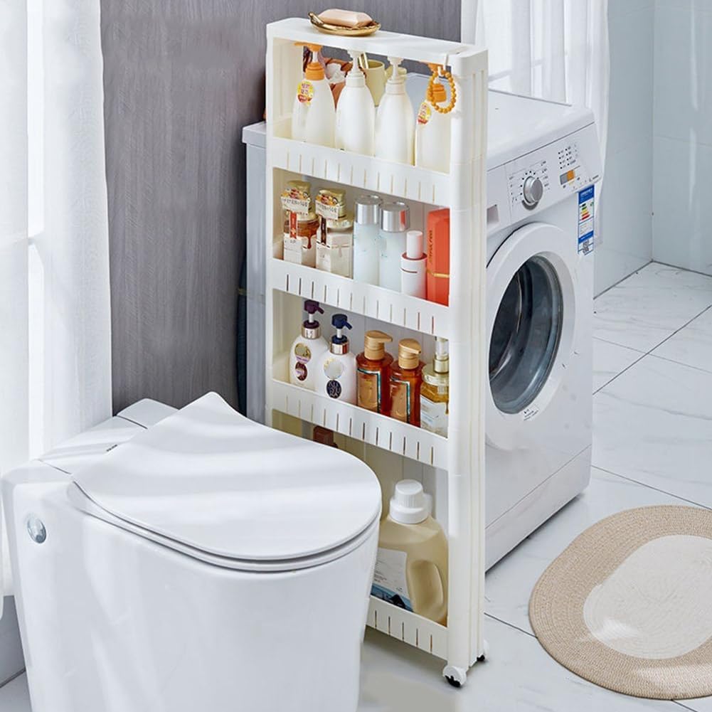 Estante organizador de 4 niveles con ruedas
