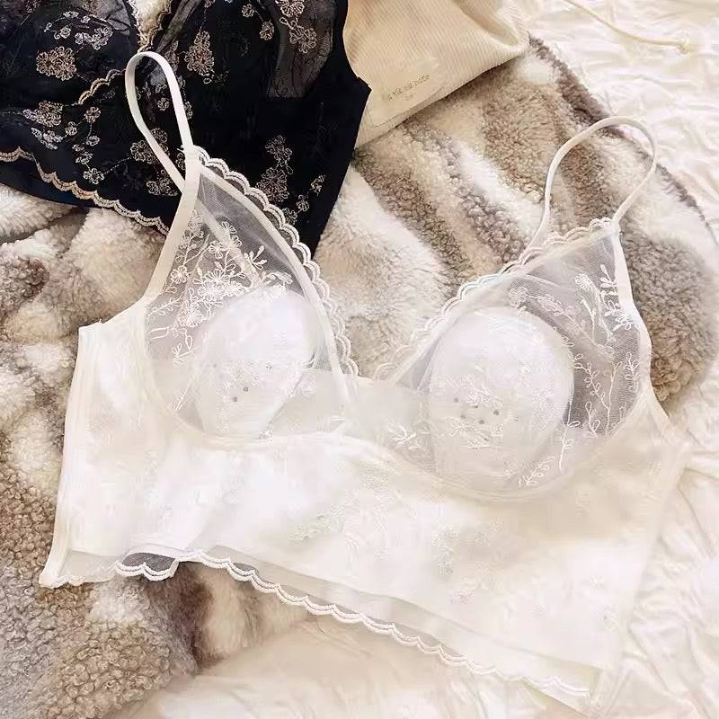 Bralette de tela ligera con encaje - Dressygt