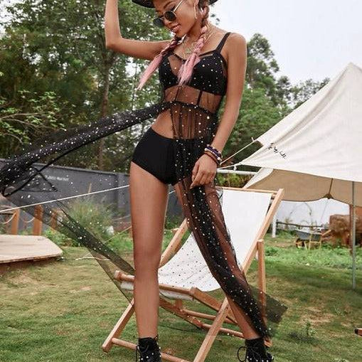 Vestido negro largo transparente - Dressygt