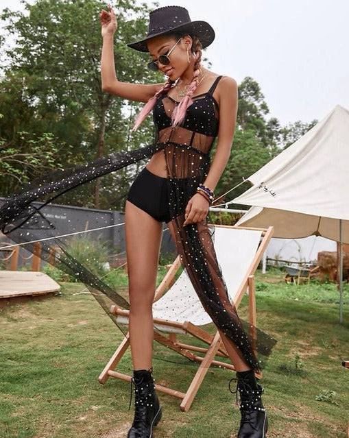 Vestido negro largo transparente - Dressygt