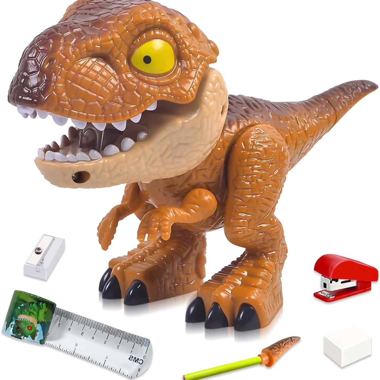 Set de papelería 5 en 1 en forma de dinosaurio