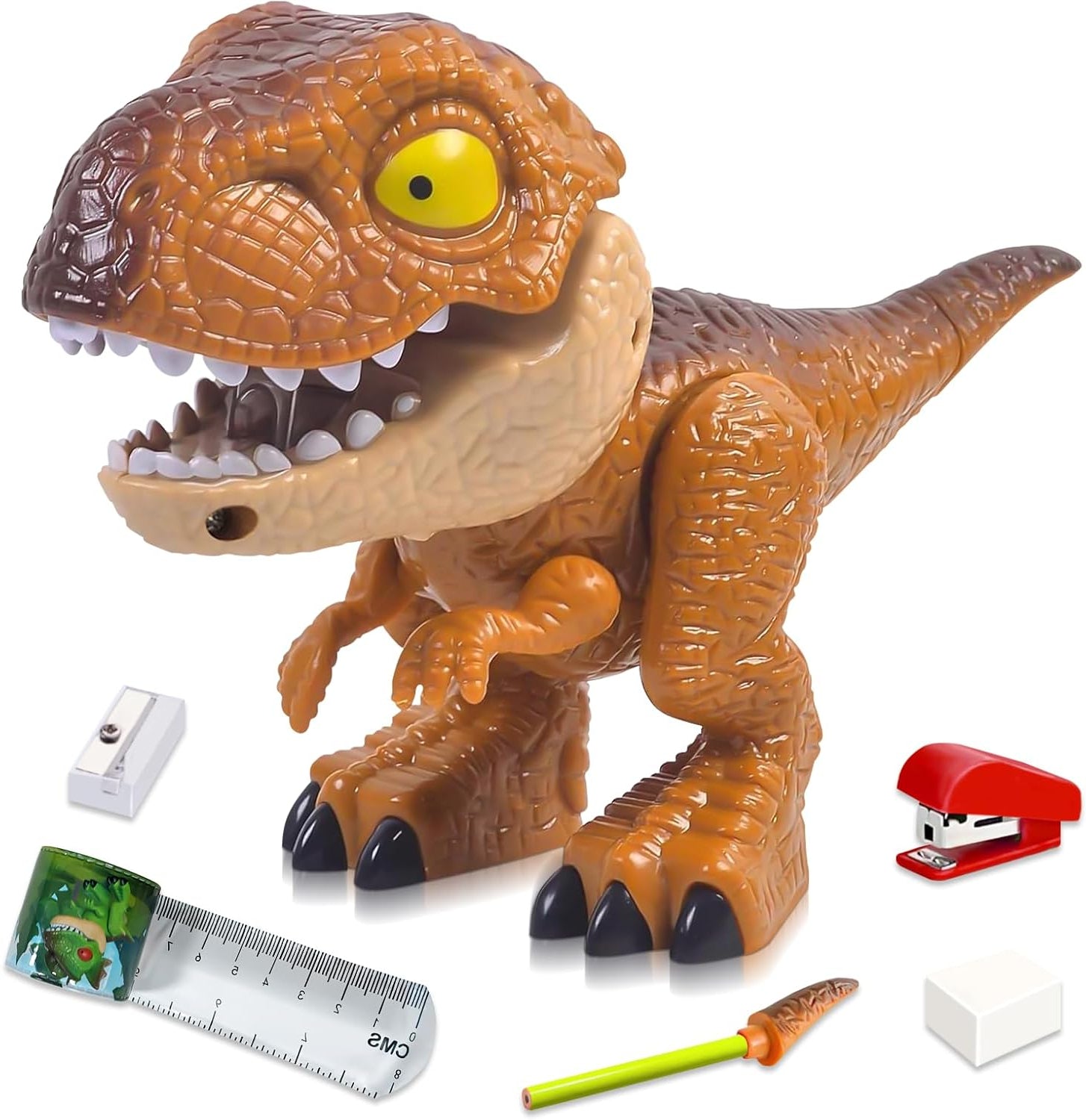 Set de papelería 5 en 1 en forma de dinosaurio