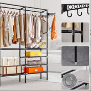 Perchero multifuncional metálico 3 secciones con repisas