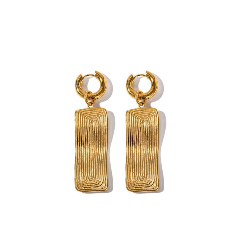 Aretes colgante dorados rectangular