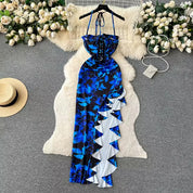 Vestido estampado con abertura