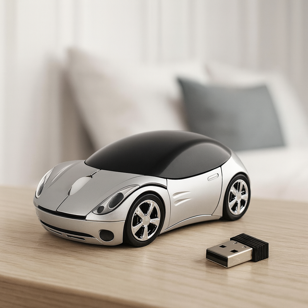 Mouse con diseño de carro inalámbrico