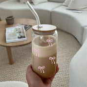 Vaso de vidrio con diseño de moñas - Dressygt