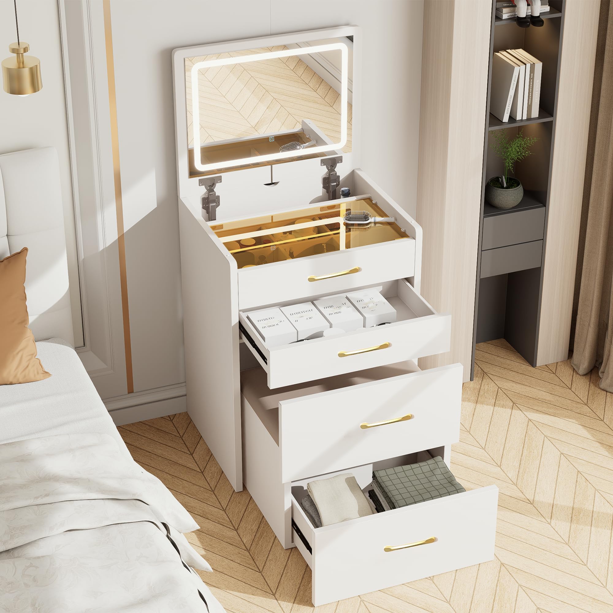 Vanity compacto con espejo LED