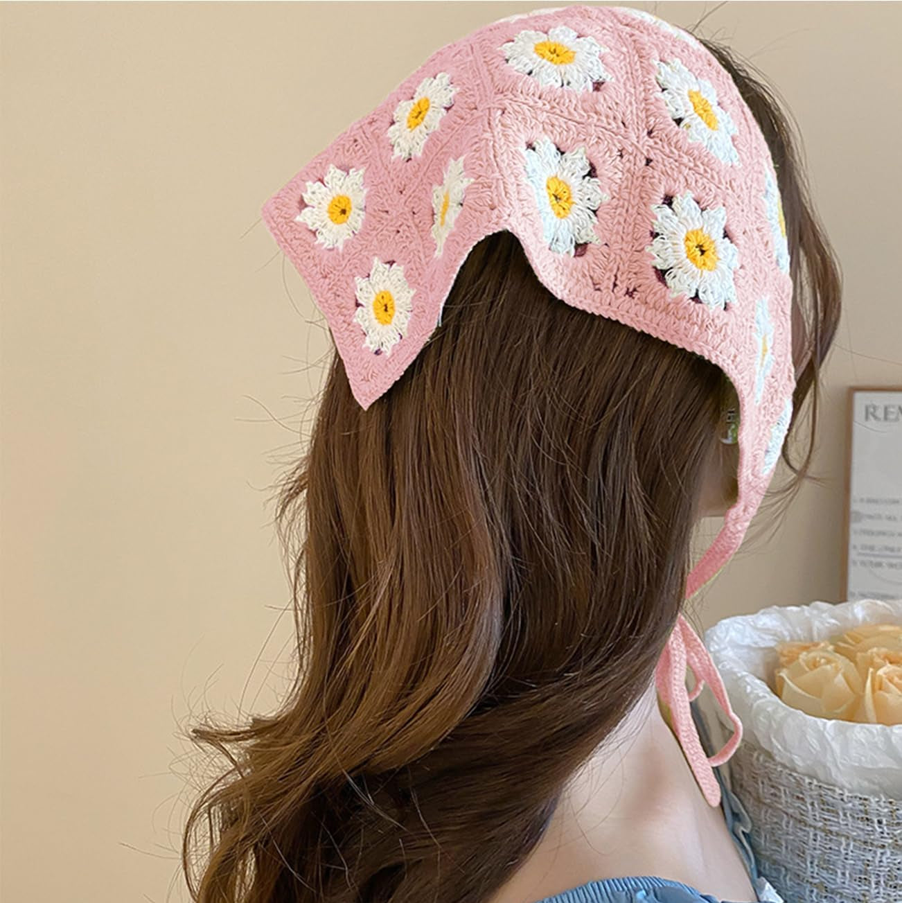 Pañuelo de crochet para el cabello