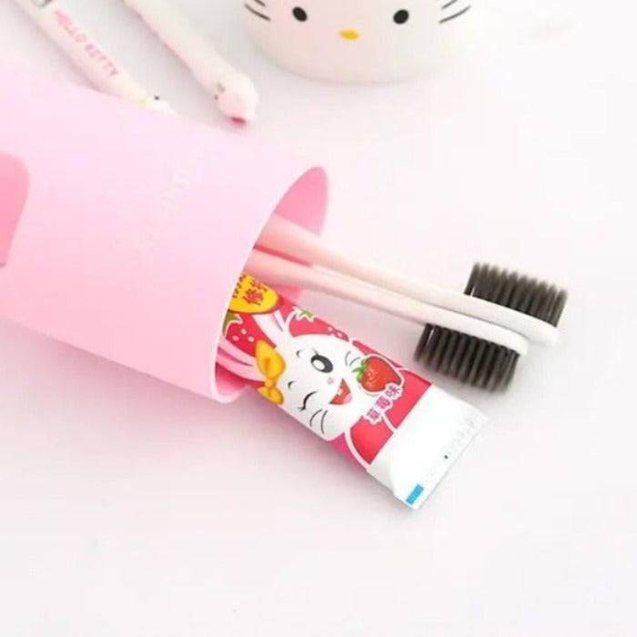 Juego de cepillos de dientes y taza portátil para baño