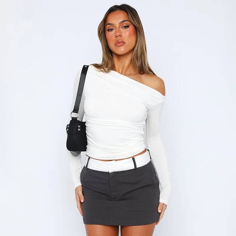 Blusa asimétrica de manga larga - Dressygt