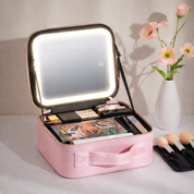 Cosmetiquera con espejo LED y divisiones ajustables
