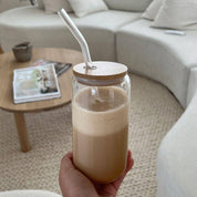 Vaso de Vidrio Ecológico con Tapadera de Bambú - Dressygt