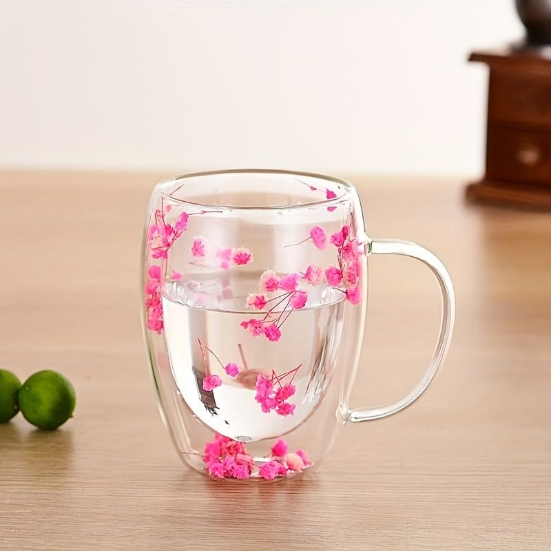 Taza de cristal de flores
