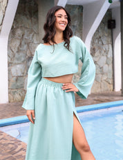 Conjunto de top y falda  con abertura
